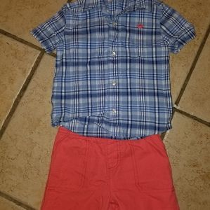 Carter's Blue Plaid Button Down Shirt & Shorts